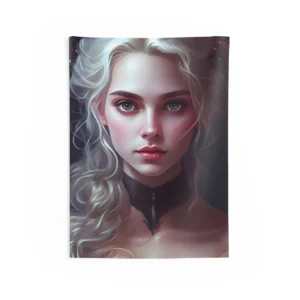 Woman with White Wavy Hair Wall Tapestry