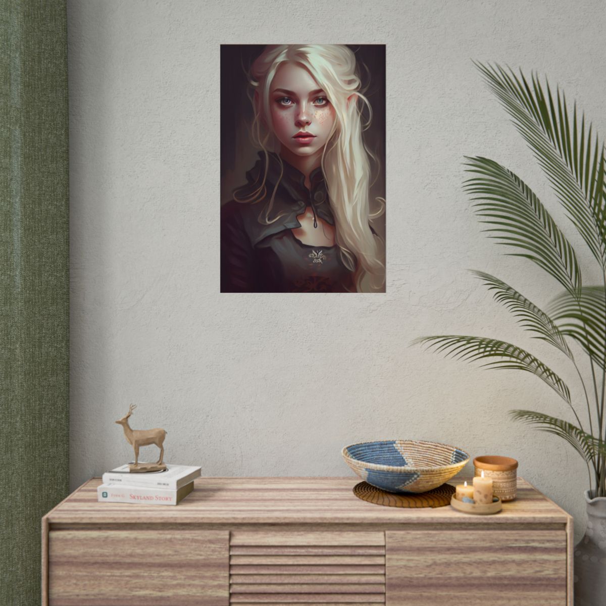 Blonde Portrait: Elegant Woman in Black Dress - Poster