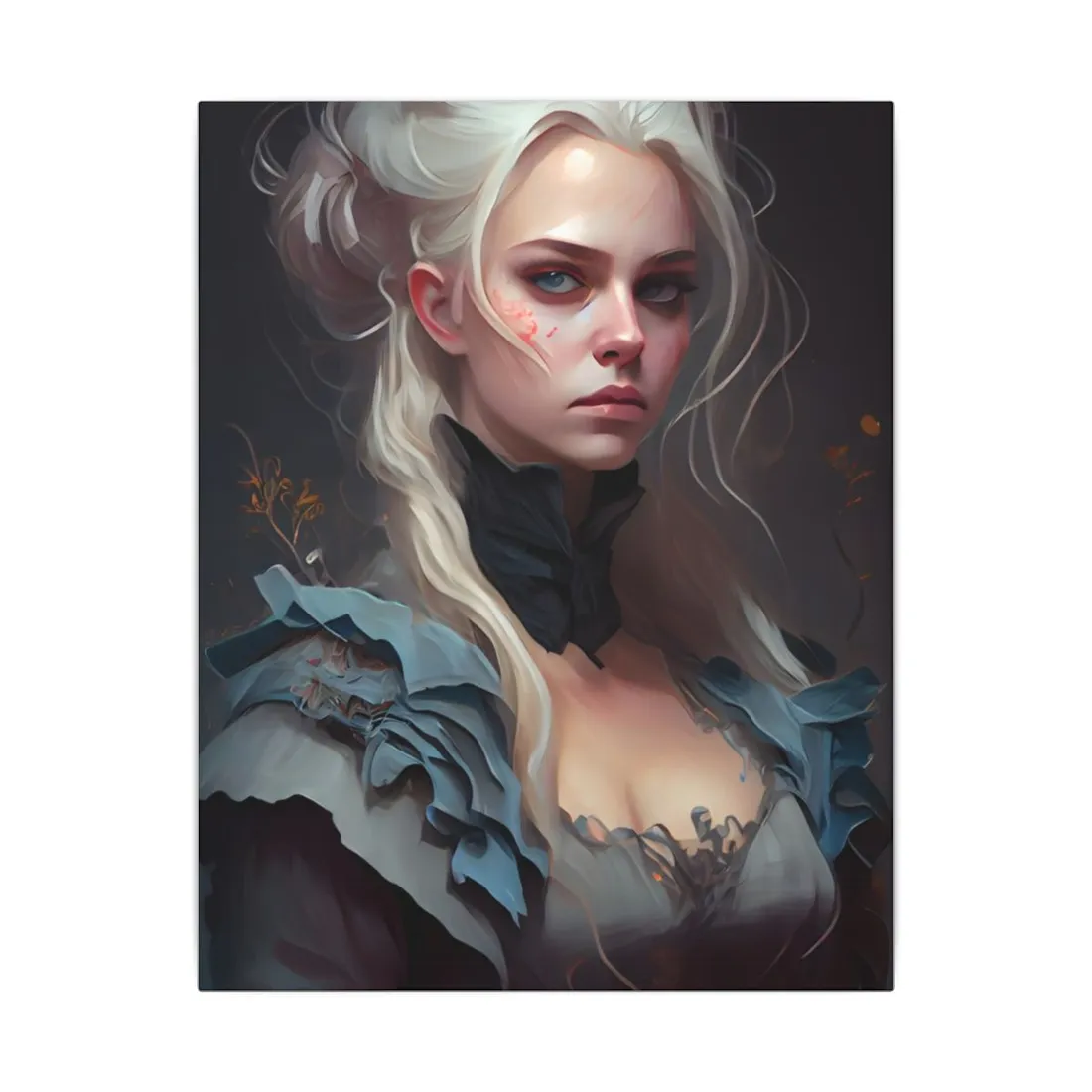 Blonde Profile Portrait: Simple Daylight Dress Art - Canvas