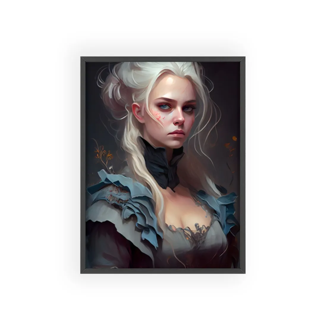 Blonde Profile Portrait: Simple Daylight Dress Art - Framed Poster