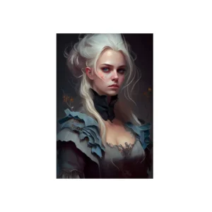 Pale Lady in Blue Metal Poster