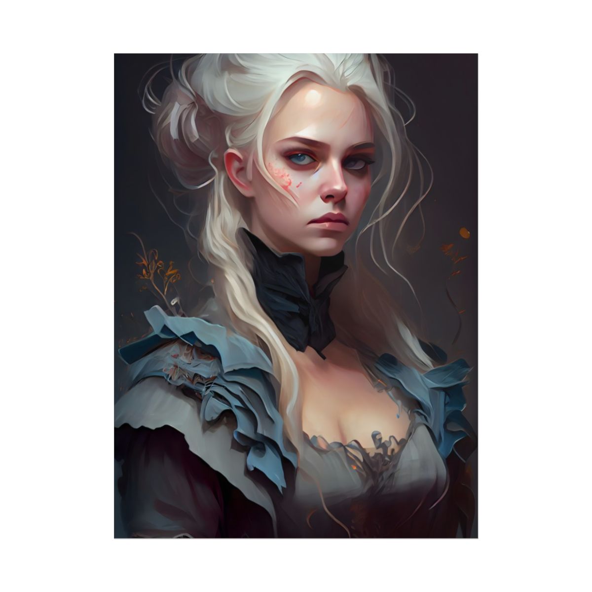 Blonde Profile Portrait: Simple Daylight Dress Art - Poster
