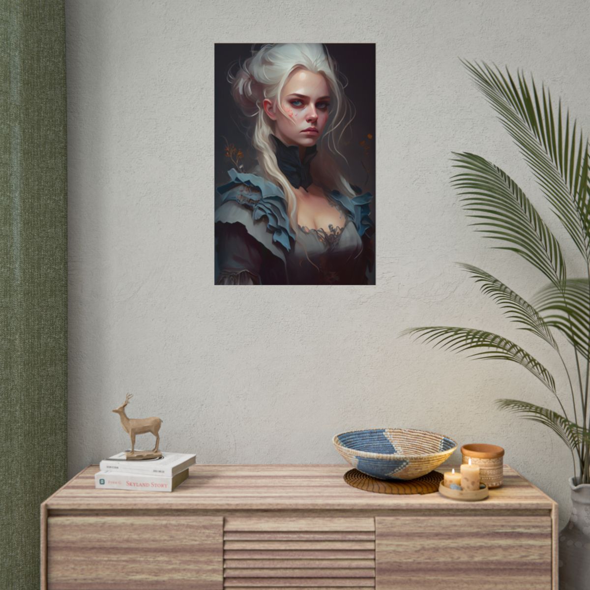 Blonde Profile Portrait: Simple Daylight Dress Art - Poster