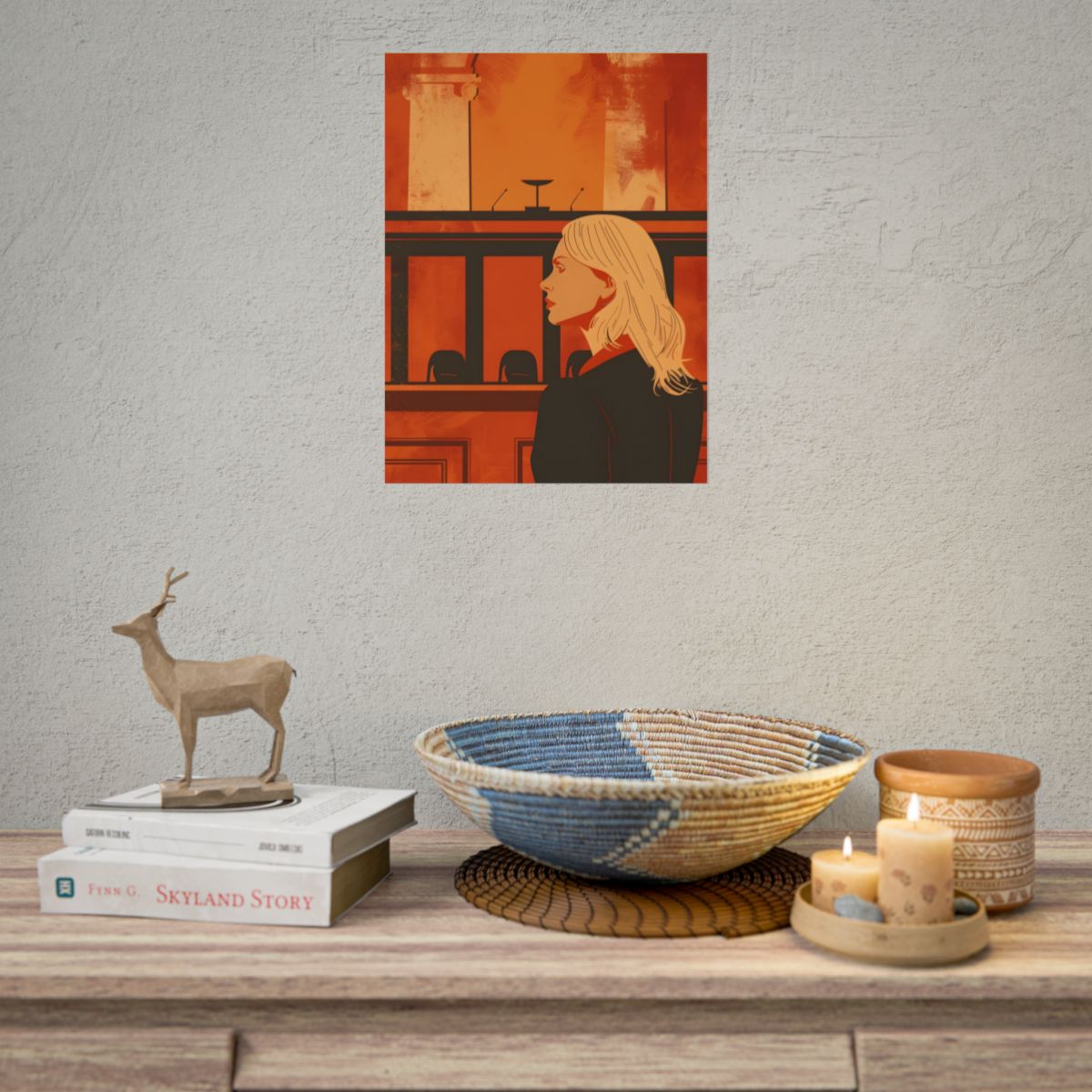 Blonde Woman in Black: Minimalist Portrait Illustration – Poster, lifestyle mockup