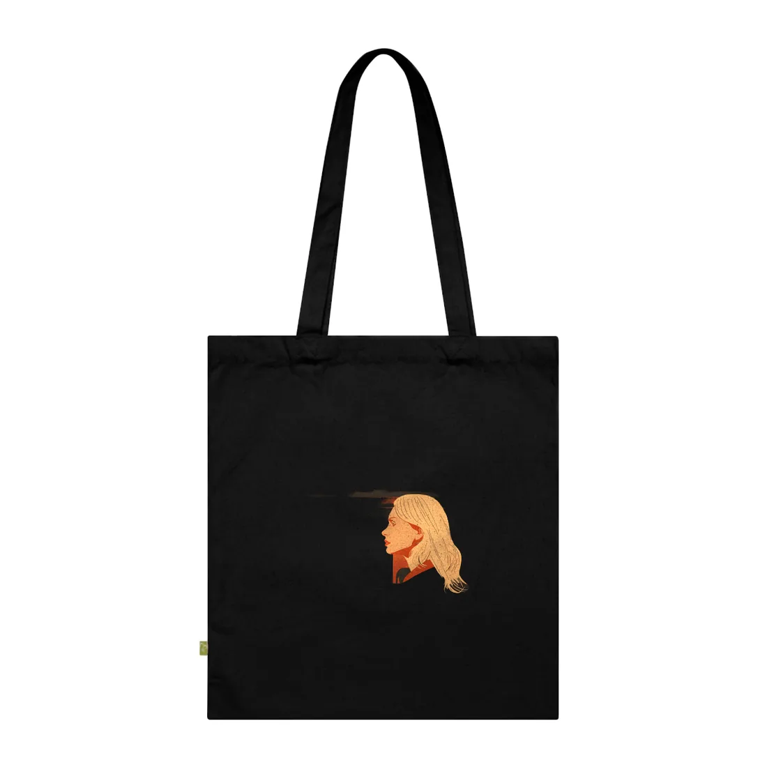Blonde Woman in Black: Minimalist Portrait Art with a Vibrant Twist - Tote Bag (Black)