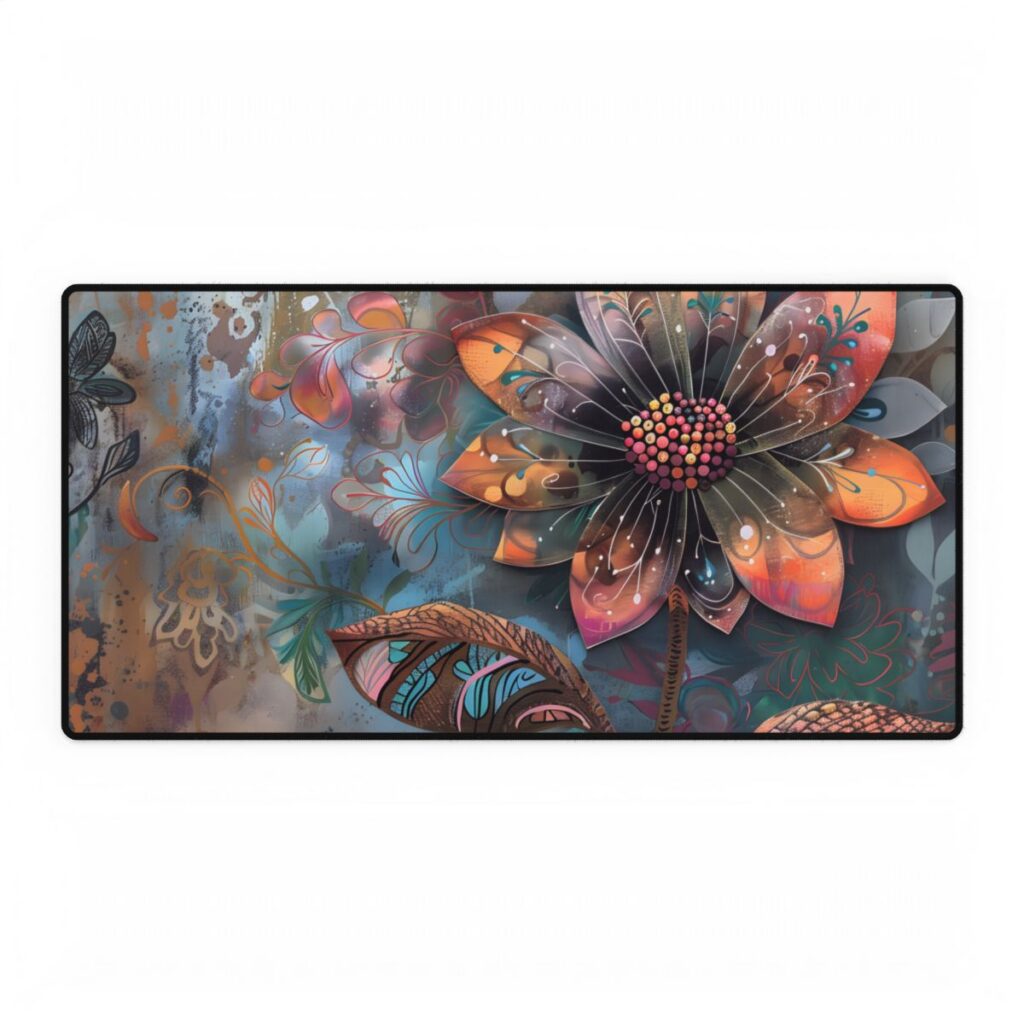 Blooming Flower: Growth Mindset in Whimsical Bloom - Desk Mat