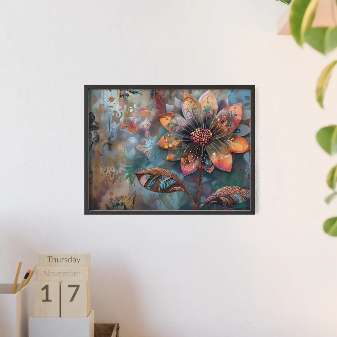 Blooming Flower: Growth Mindset in Whimsical Bloom - Framed Poster
