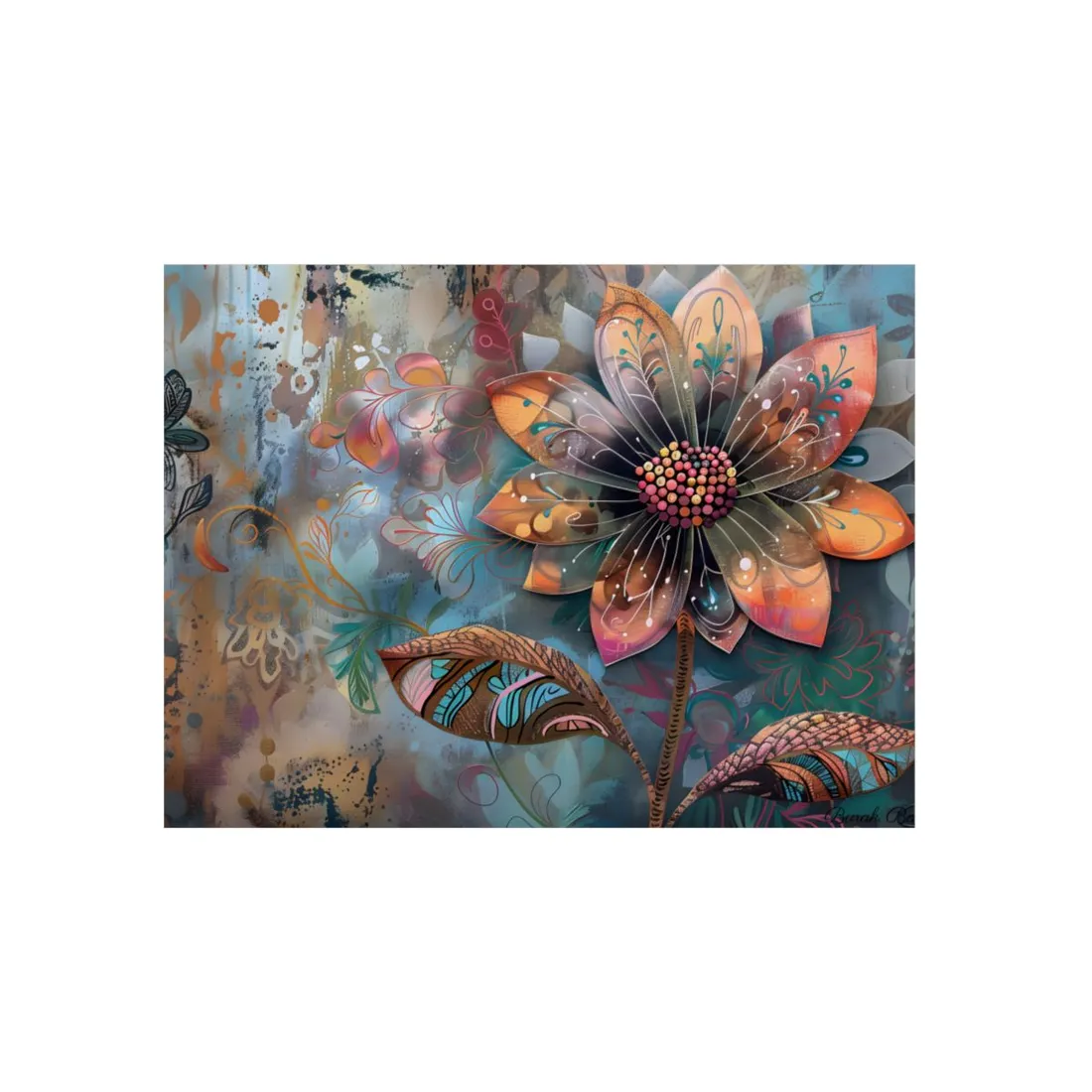 Blooming Flower: Growth Mindset in Whimsical Bloom - Metal Poster