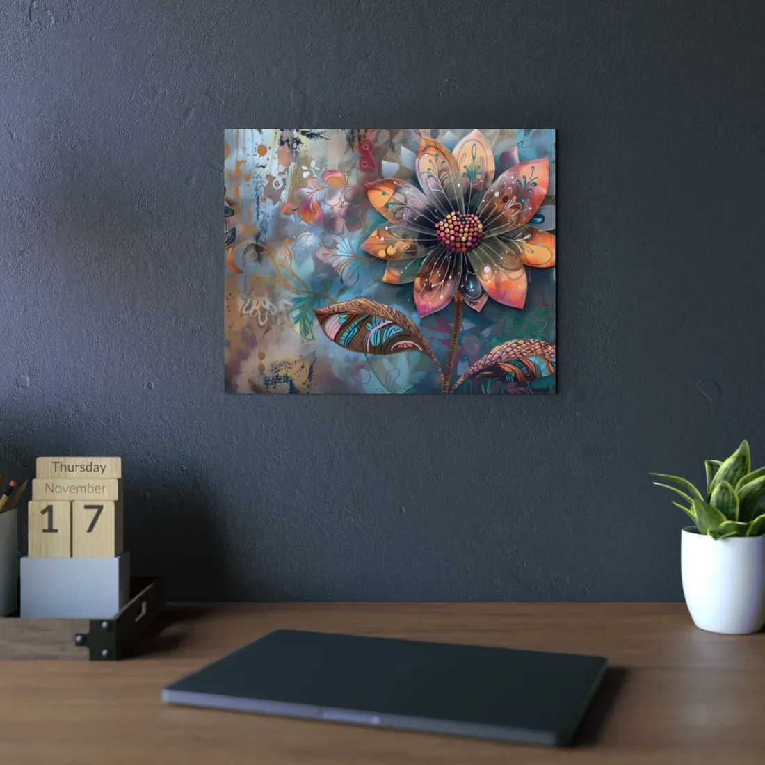 Blooming Flower: Growth Mindset in Whimsical Bloom - Metal Poster