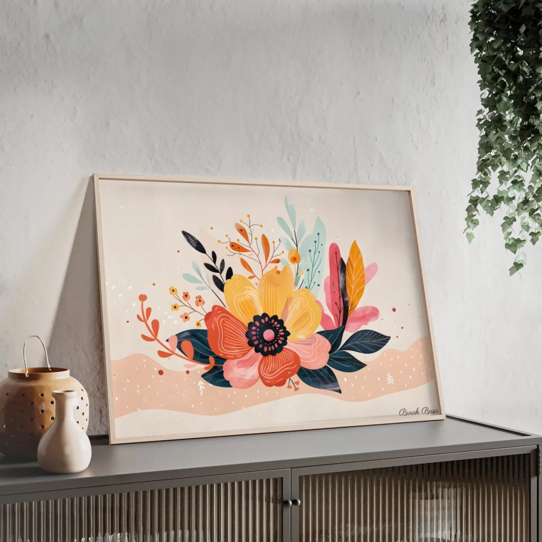 Blooming Growth: Vibrant Flower - Framed Poster