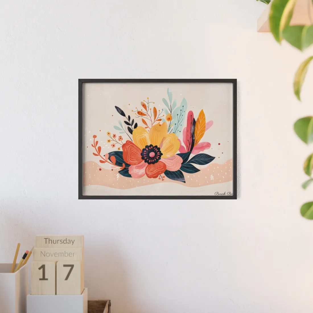 Blooming Growth: Vibrant Flower - Framed Poster