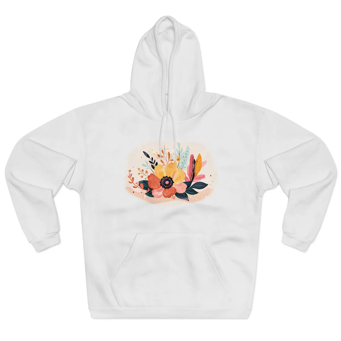 Blooming Growth: Vibrant Flower - Hoodie (White)
