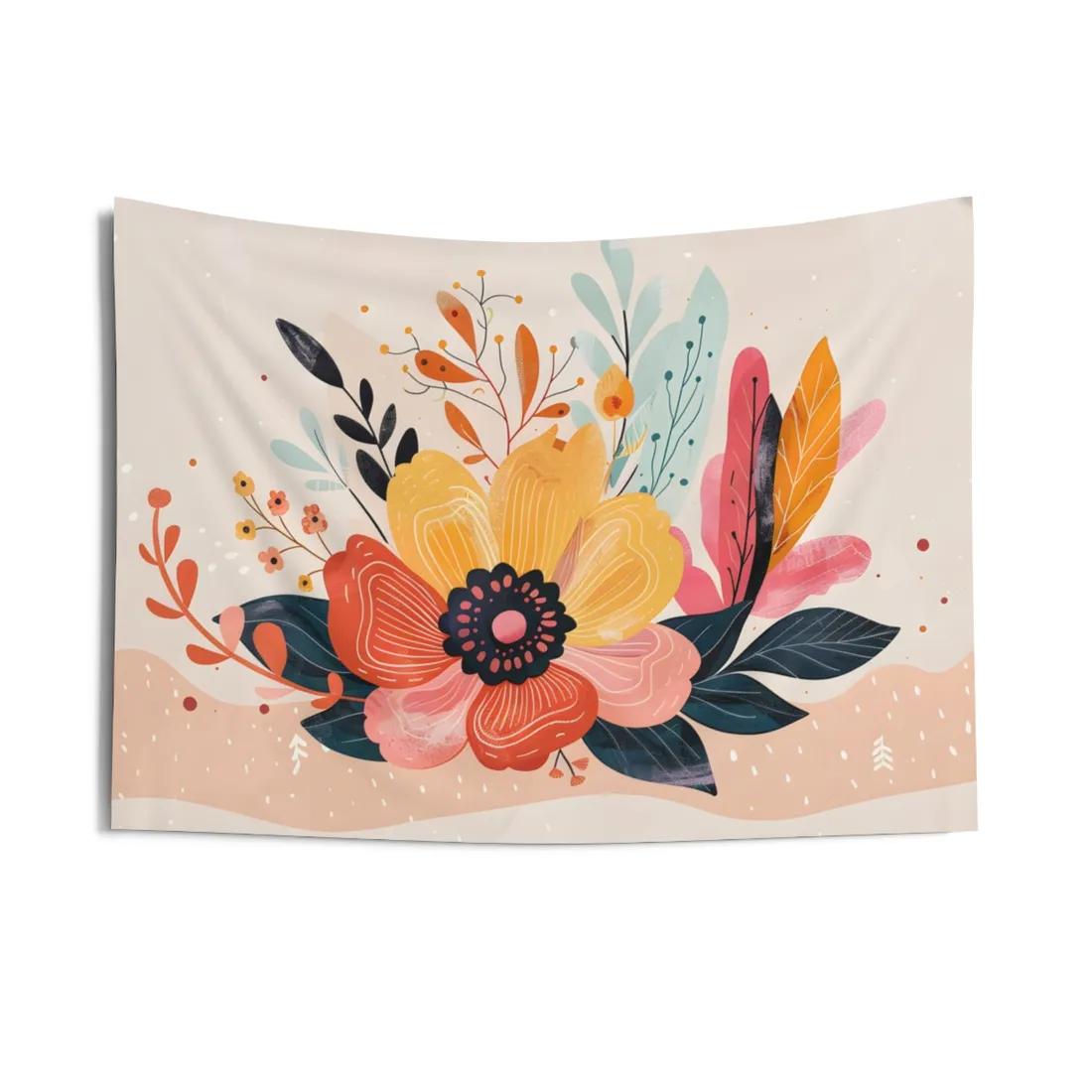 Blooming Growth: Vibrant Flower - Wall Tapestry