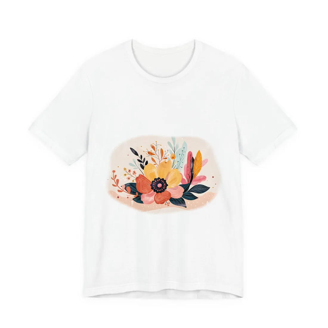 Blooming Growth: Vibrant Flower - T-Shirt (White)