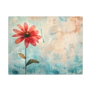 Red Flower on Blue Background Canvas Print