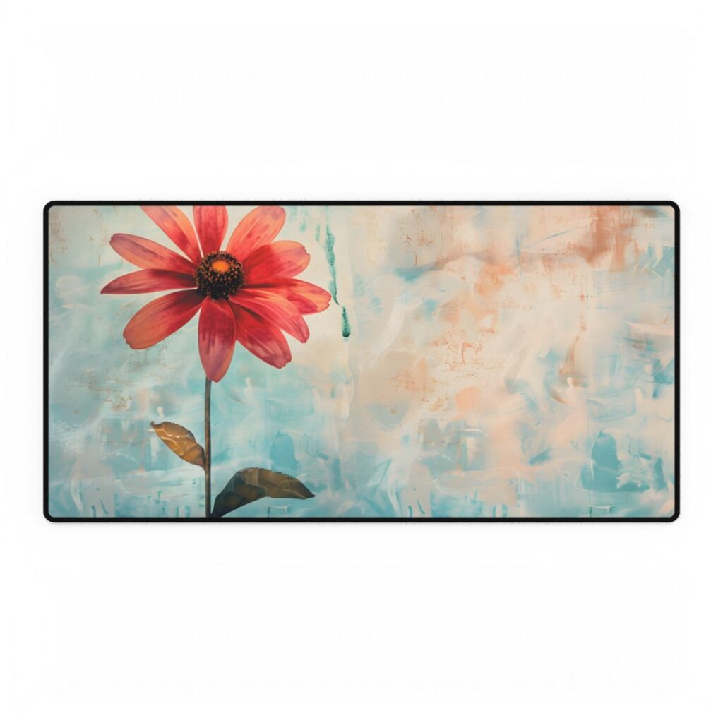 Blooming Growth: Whimsical Floral Art - Desk Mat
