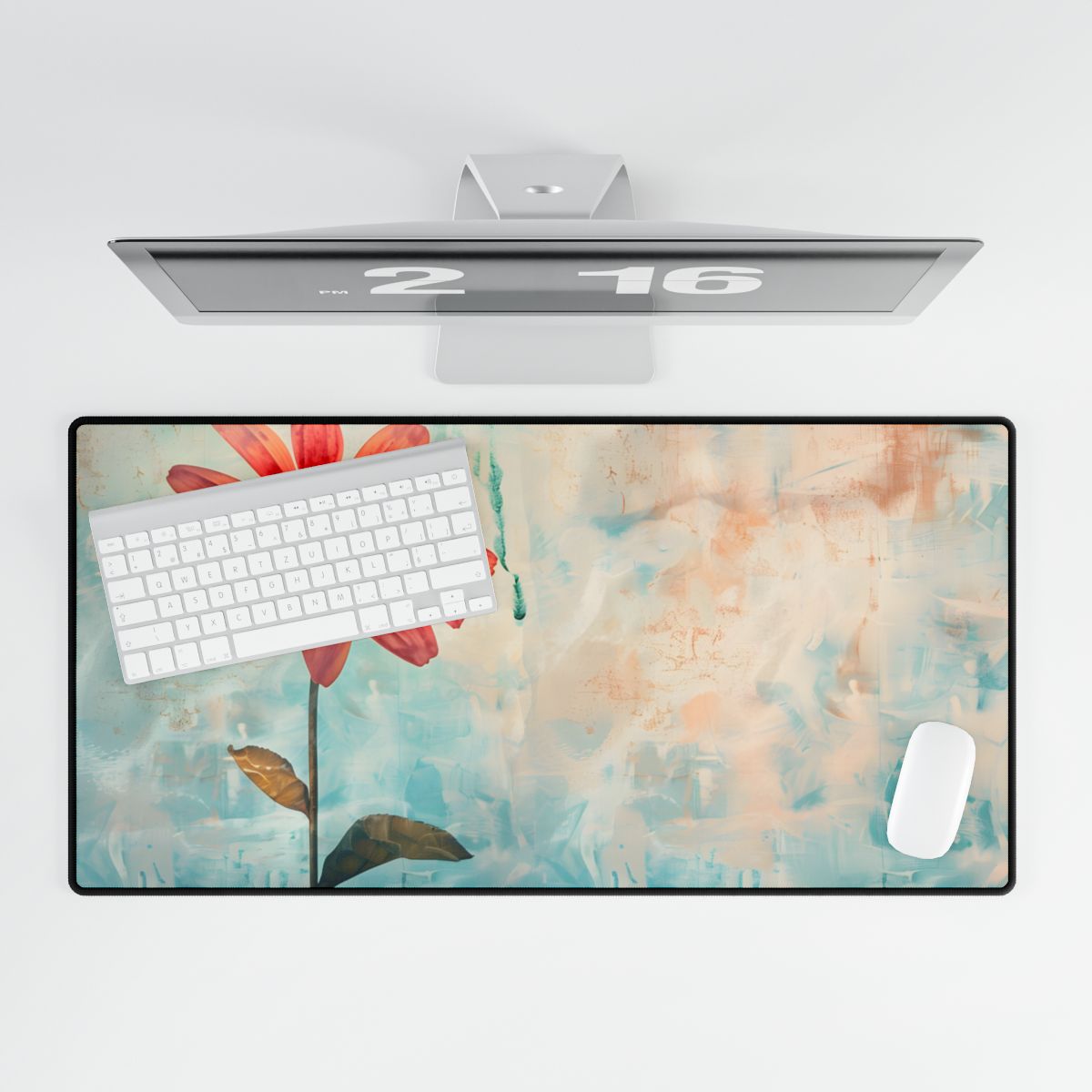 Blooming Growth: Whimsical Floral Art - Desk Mat