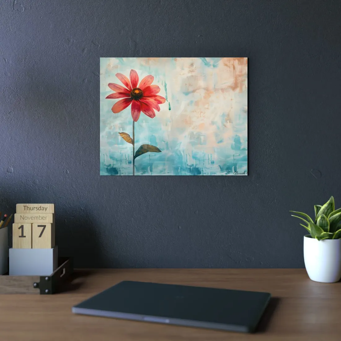 Blooming Growth: Whimsical Floral Art - Metal Poster