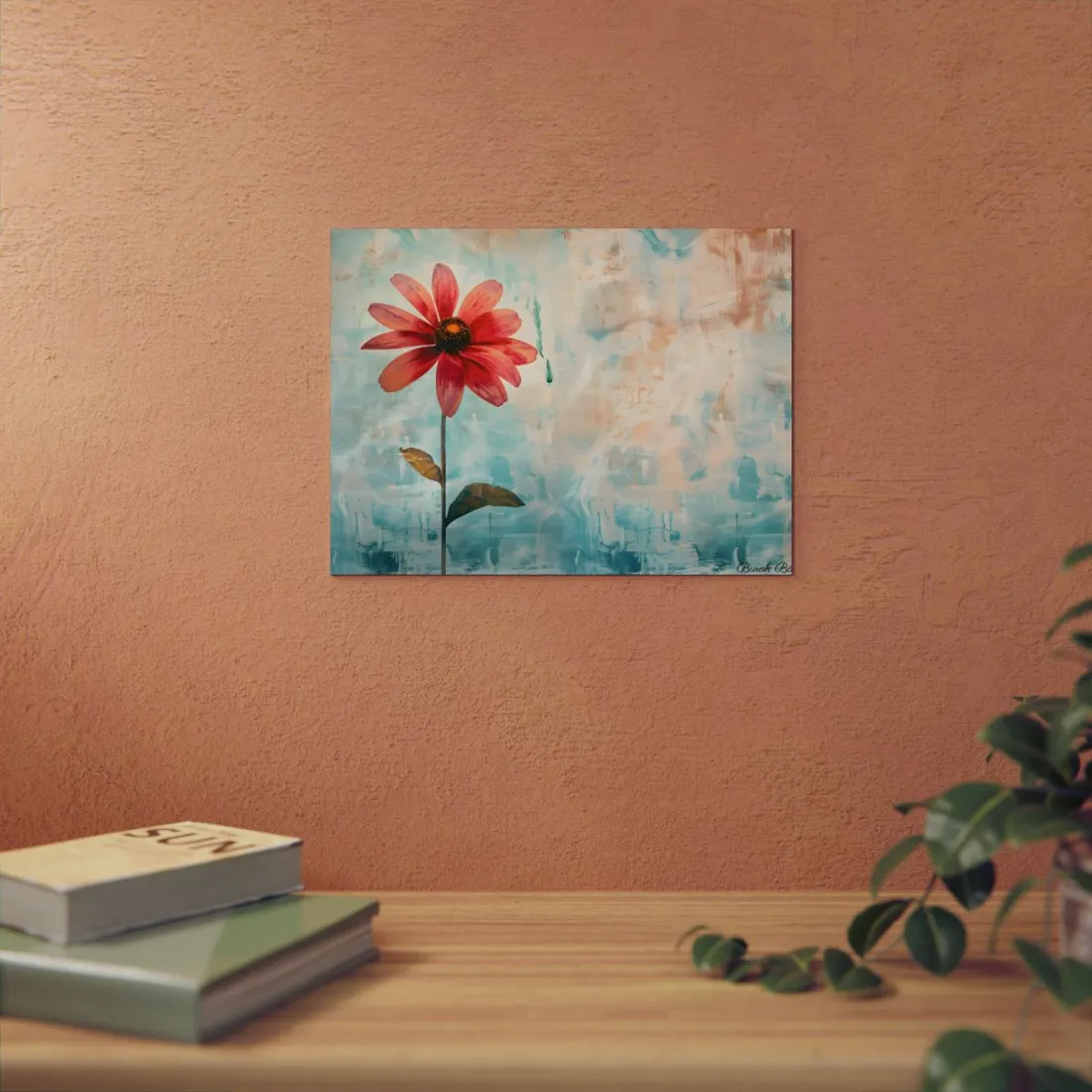 Blooming Growth: Whimsical Floral Art - Metal Poster