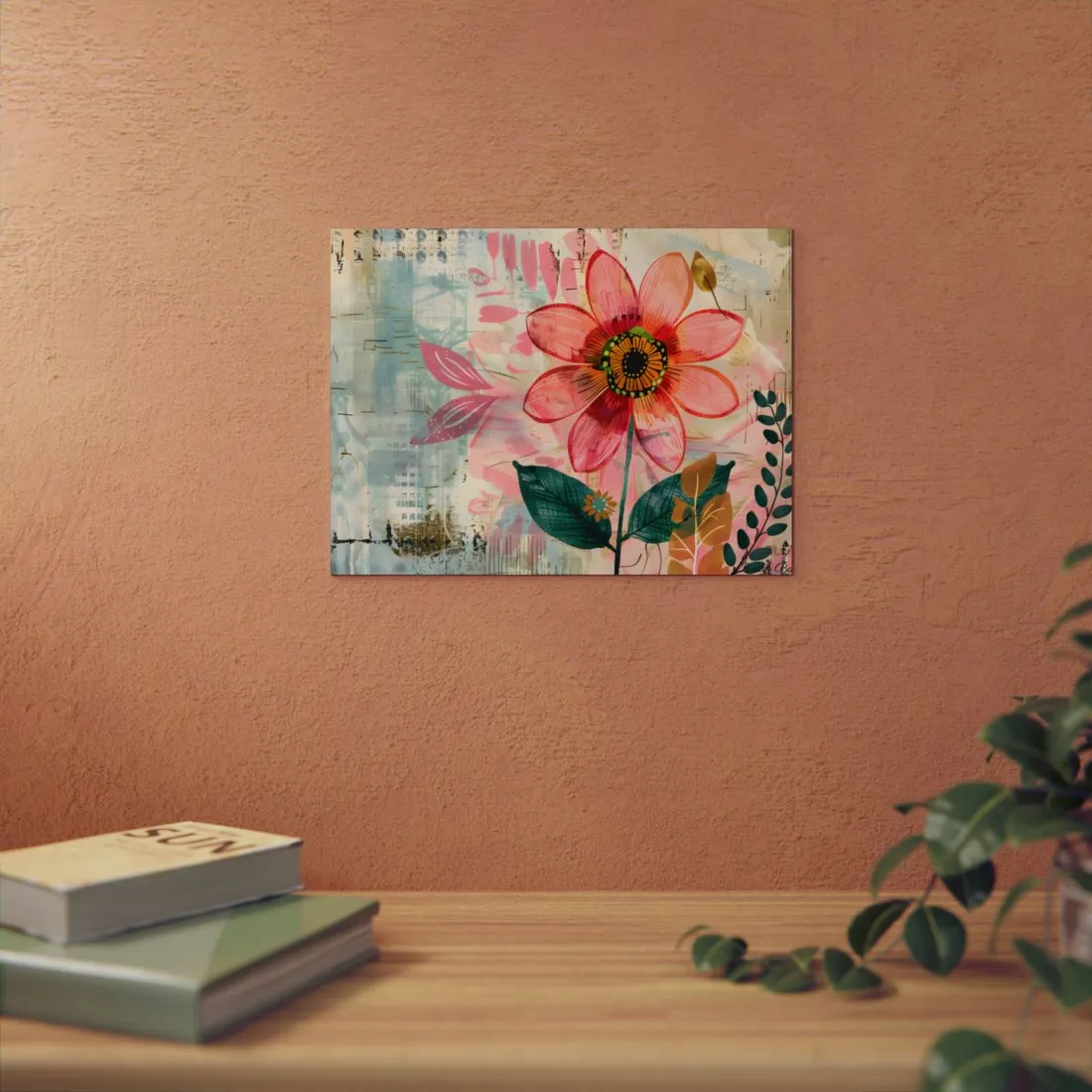 Blooming Growth: Whimsical Flower Art - Metal Poster