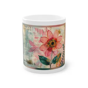 Coral Flower Collage Mug