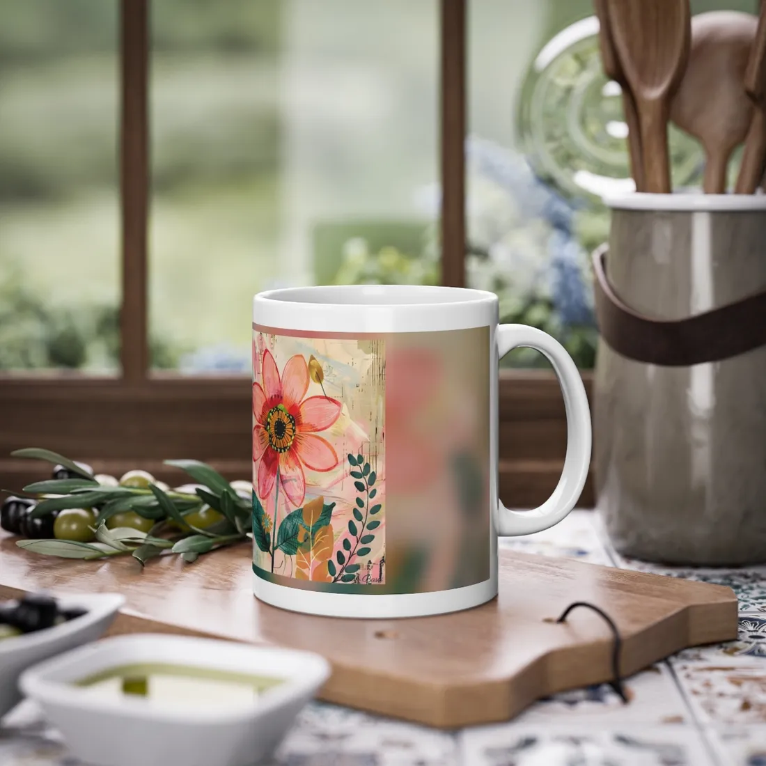Blooming Growth: Whimsical Flower Art - Mug