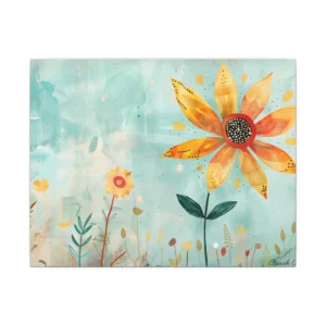 Yellow Flower on Turquoise Canvas Print