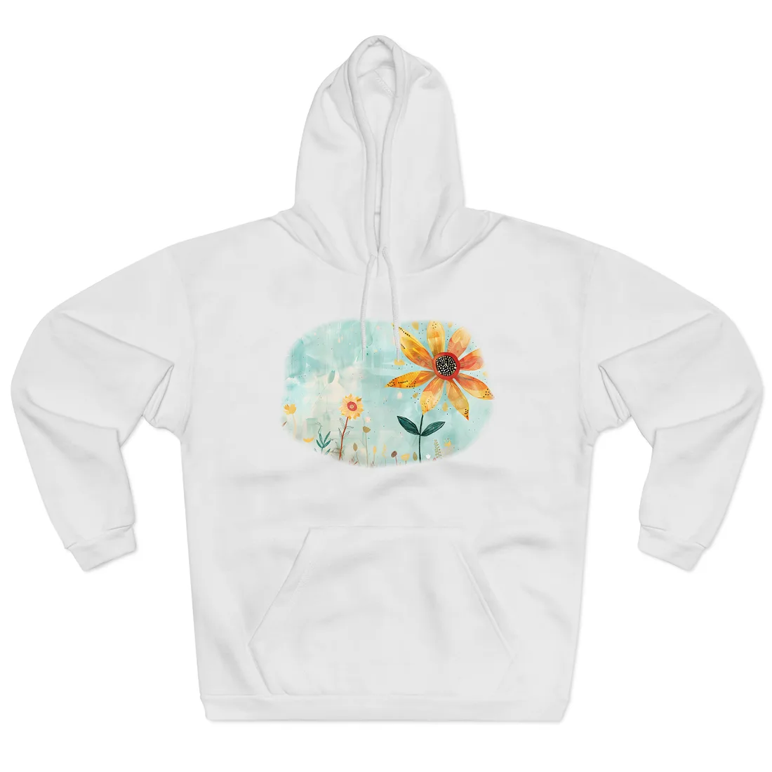 Blooming Growth: Whimsical Flower with Mindset Message Art - Hoodie (White)