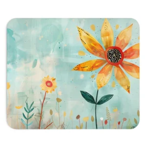 Yellow Flower on Turquoise Mouse Pad