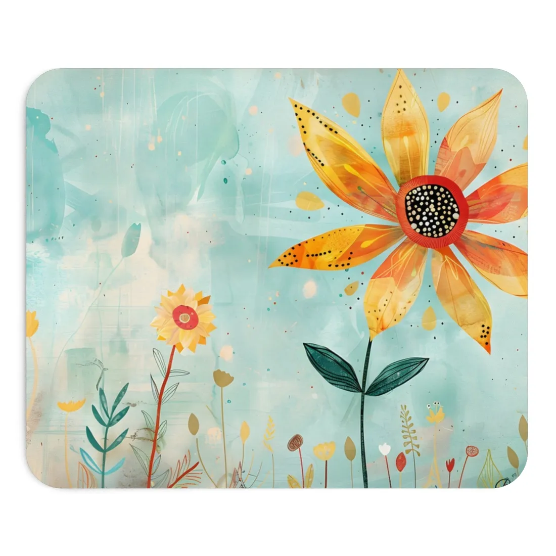 Blooming Growth: Whimsical Flower with Mindset Message Art - Mouse Pad
