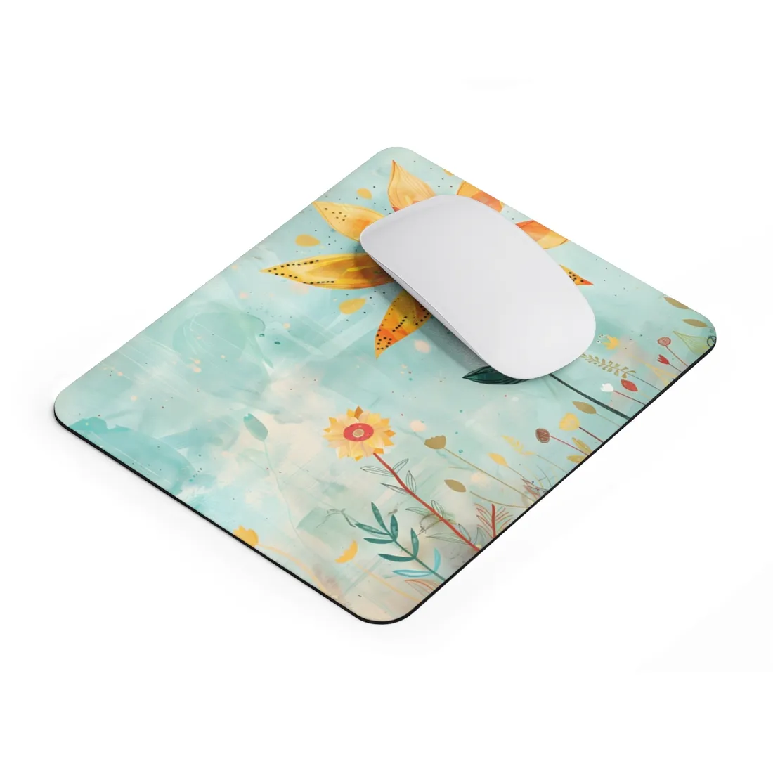 Blooming Growth: Whimsical Flower with Mindset Message Art - Mouse Pad