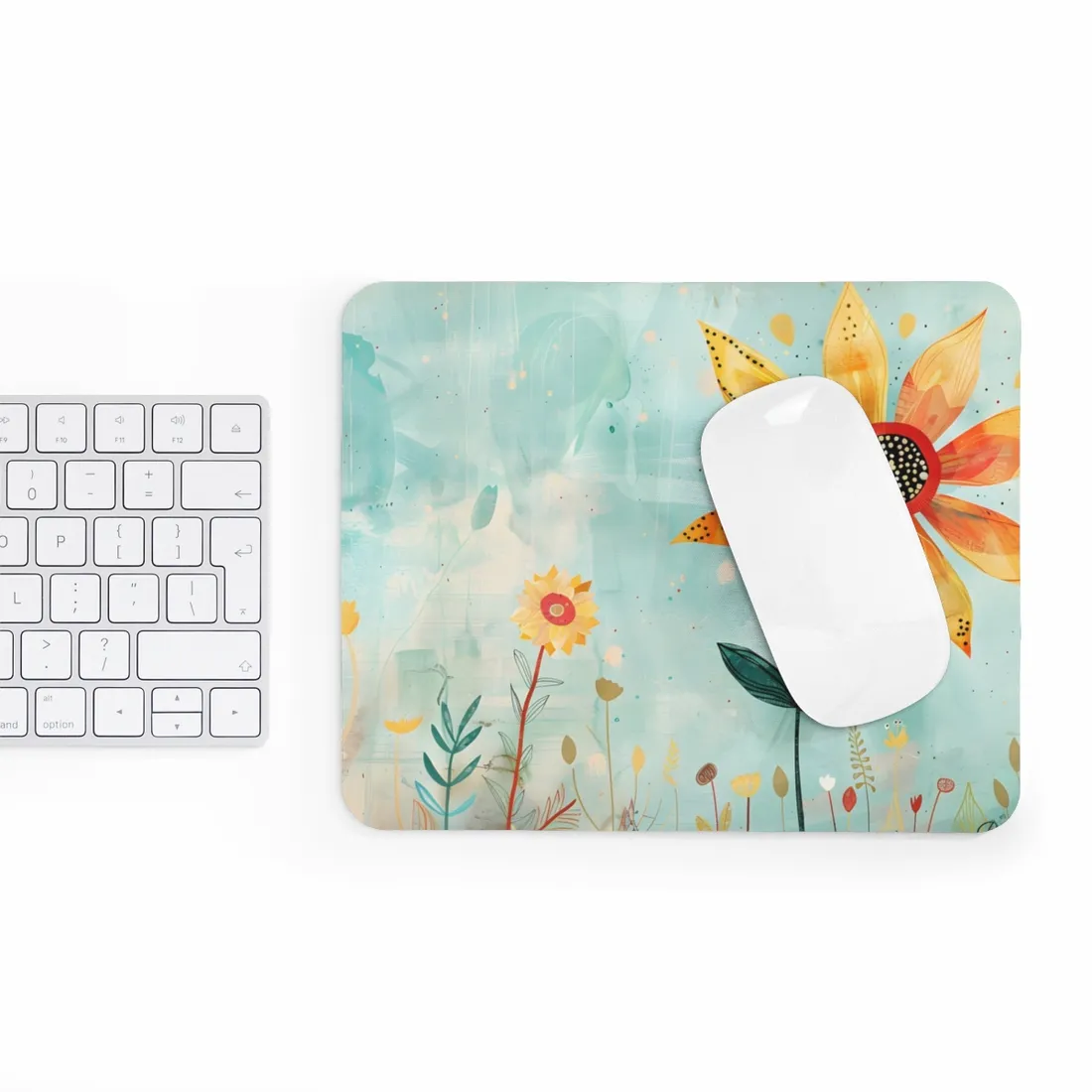 Blooming Growth: Whimsical Flower with Mindset Message Art - Mouse Pad