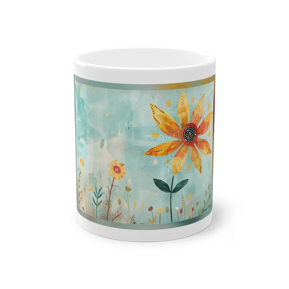 Blooming Growth: Whimsical Flower with Mindset Message Art - Mug