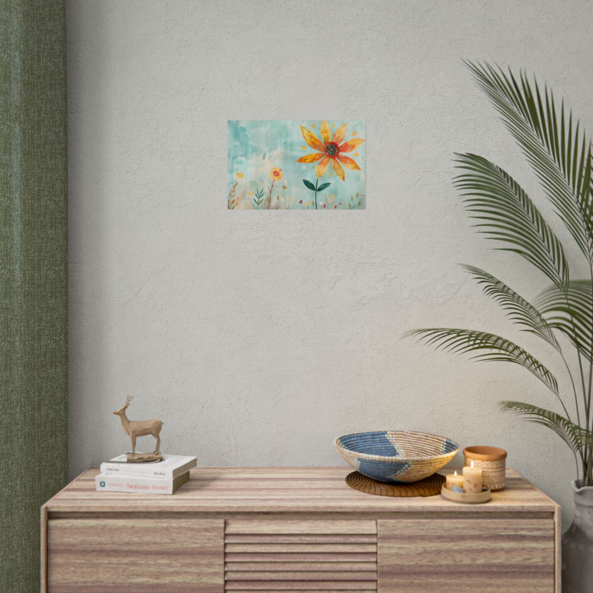 Blooming Growth: Whimsical Flower with Mindset Message Art - Poster