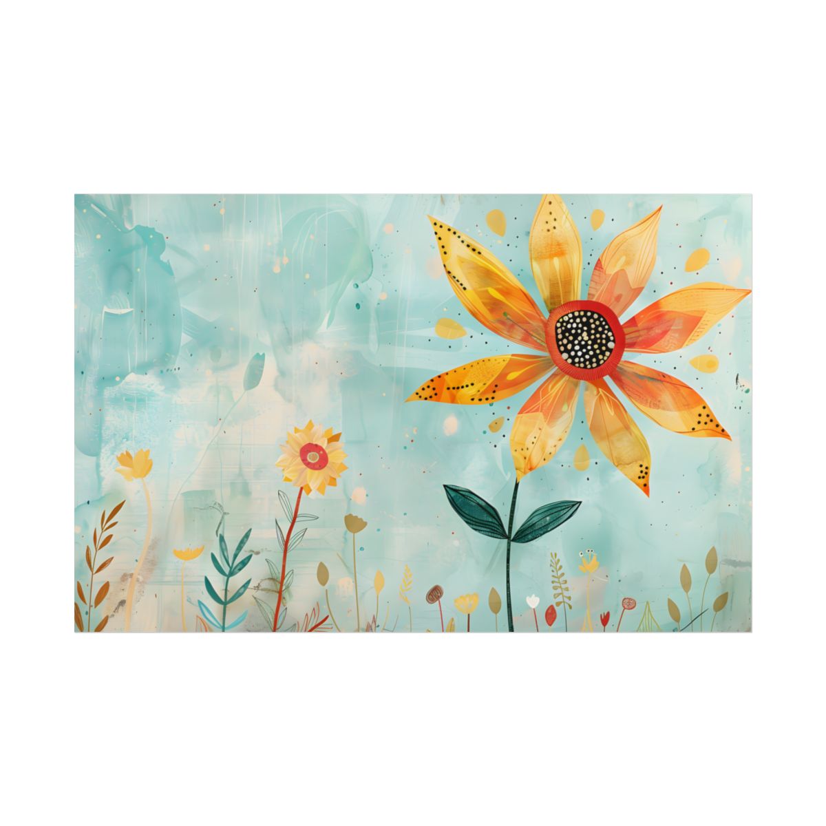 Blooming Growth: Whimsical Flower with Mindset Message Art - Poster