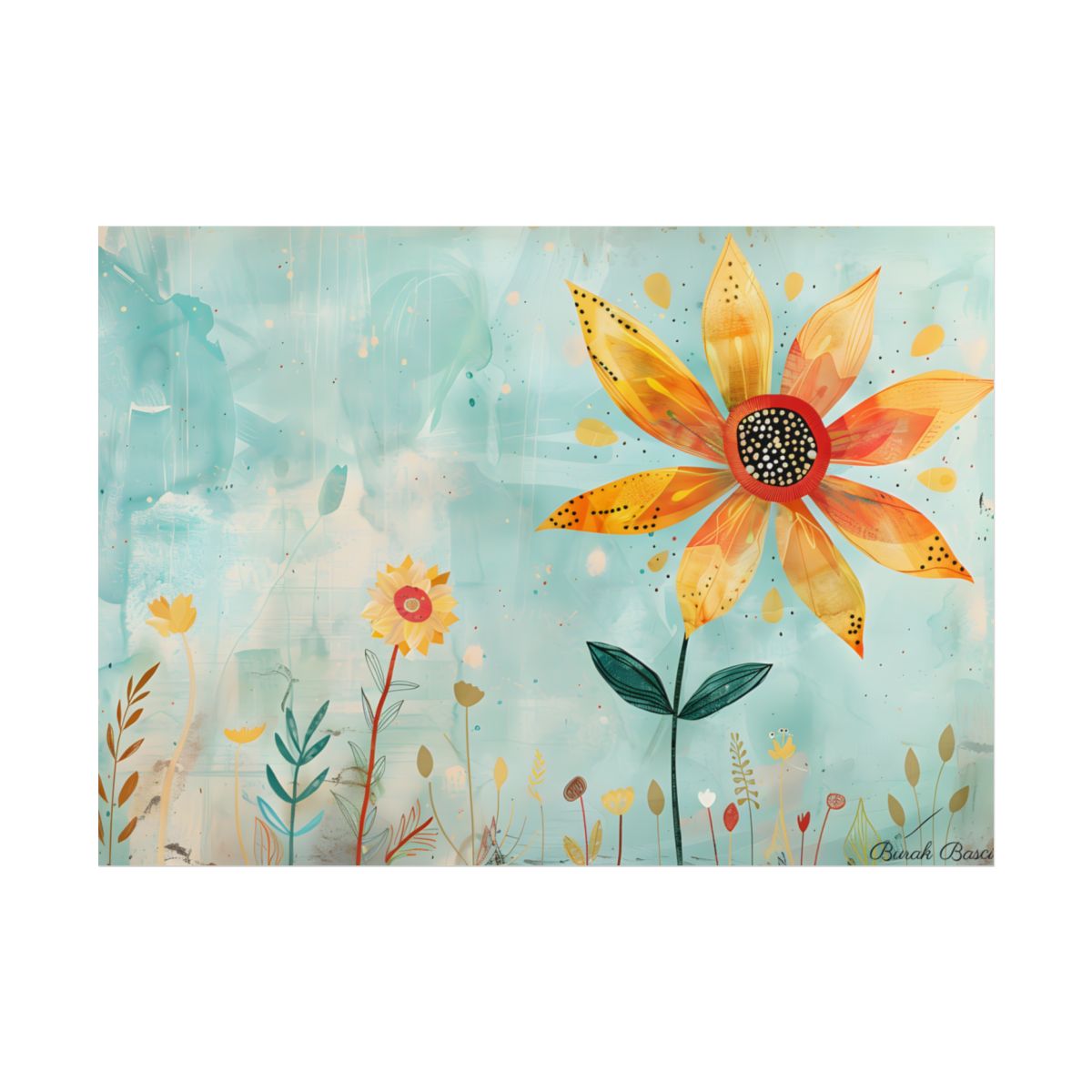 Blooming Growth: Whimsical Flower with Mindset Message Art - Poster