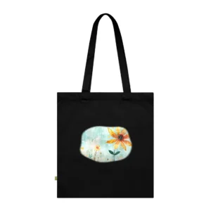 Yellow Flower on Turquoise Tote Bag