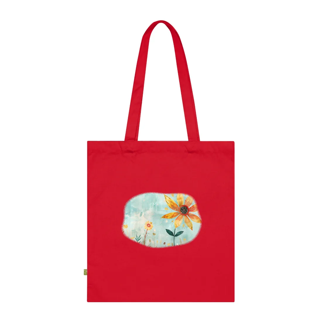 Blooming Growth: Whimsical Flower with Mindset Message Art - Tote Bag (Classic Red)