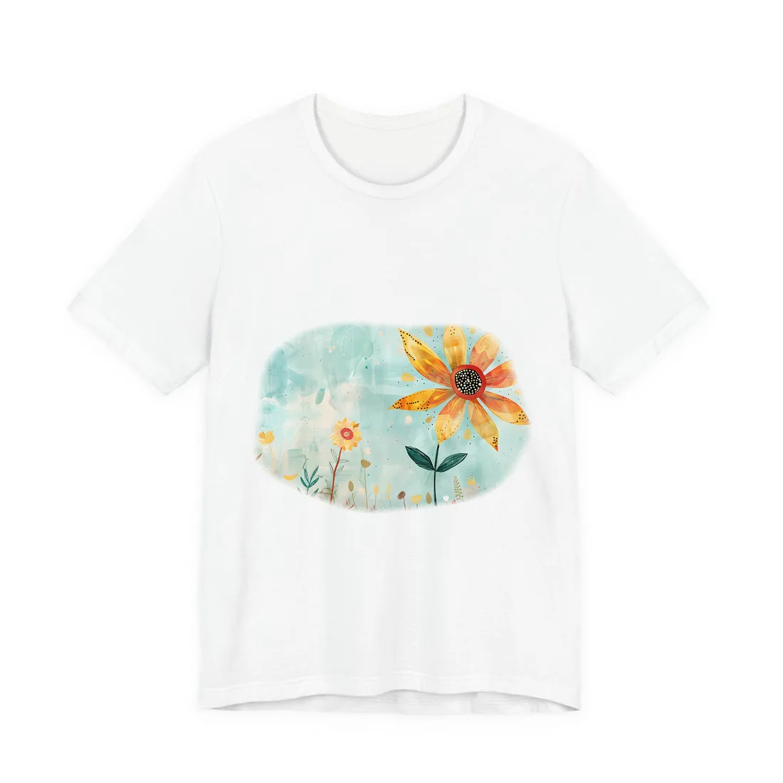 Blooming Growth: Whimsical Flower with Mindset Message Art - T-Shirt (White)
