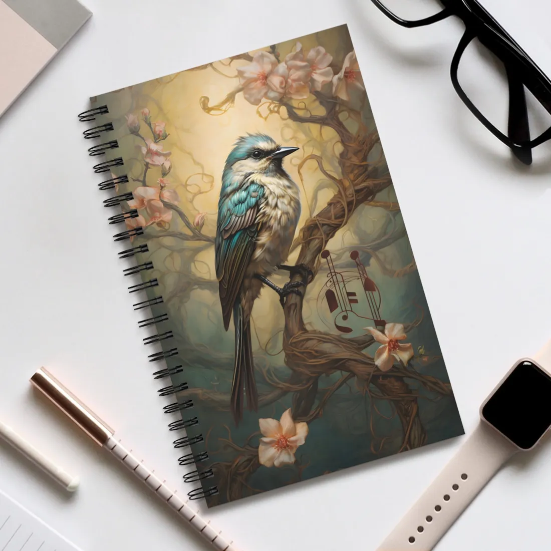 Blue Beauty: A Majestic Songbird in Nature - Spiral Notebook