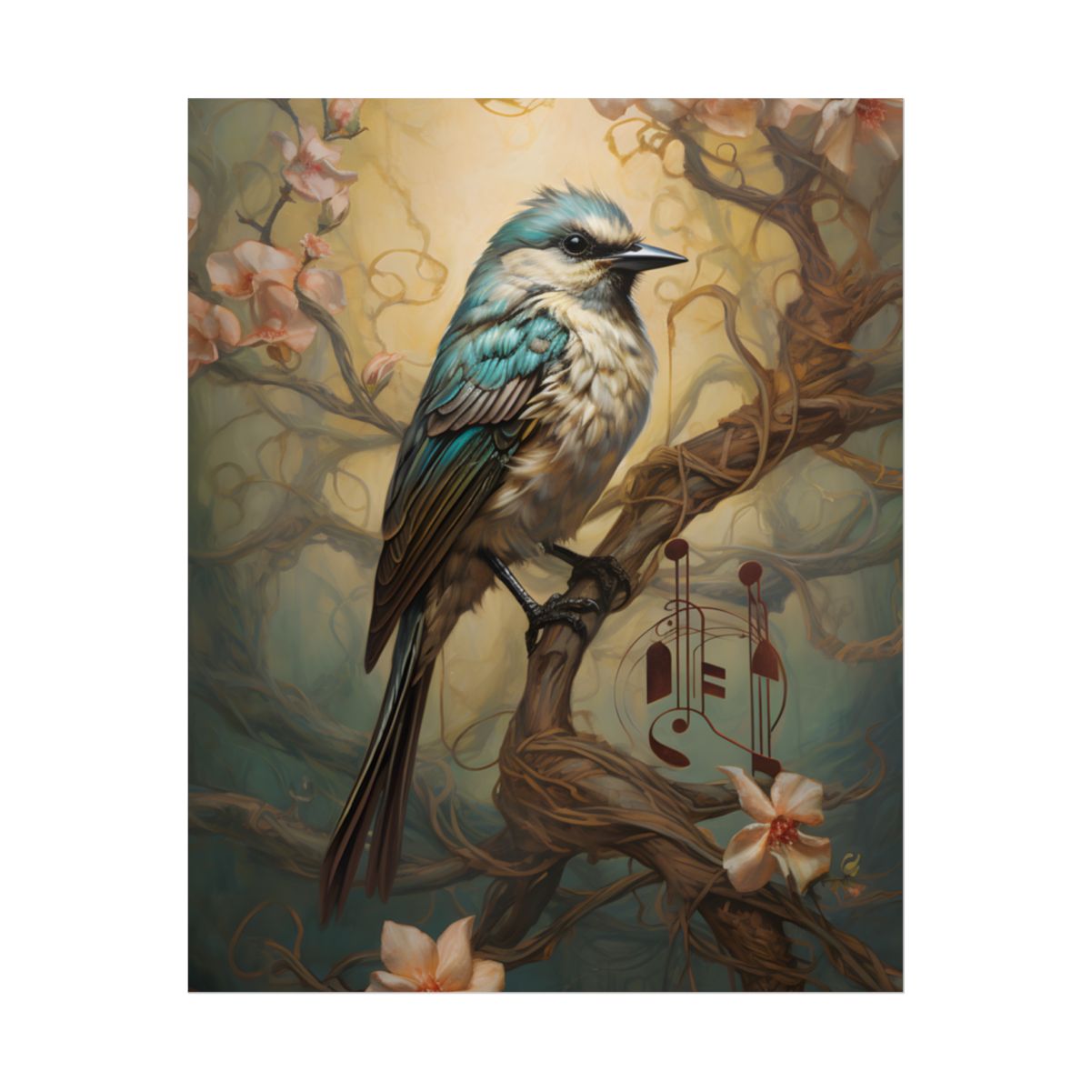 Blue Beauty: A Majestic Songbird in Nature - Poster