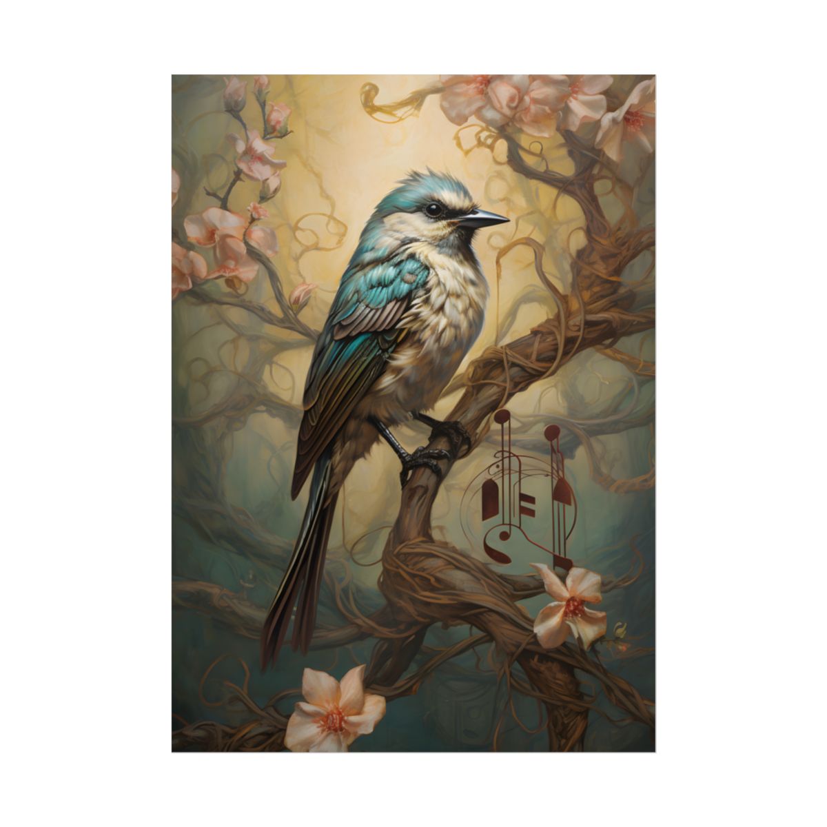 Blue Beauty: A Majestic Songbird in Nature - Poster