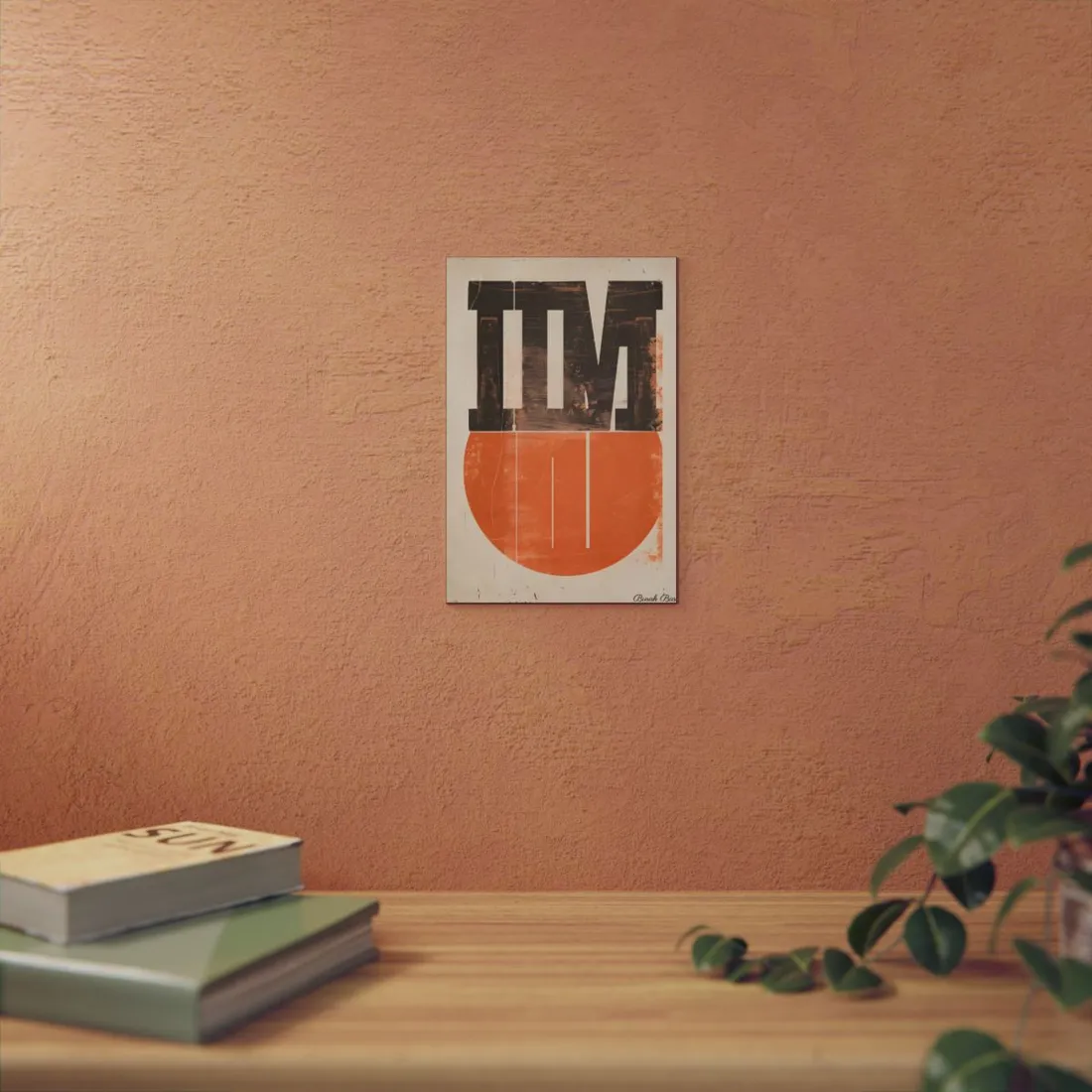 Bold Abstract Poster: Orange and Black Graphic Design - Metal Poster