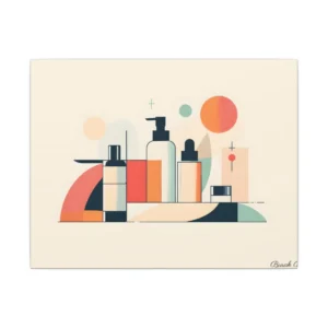 Skincare Bottles Geometric Shapes Canvas Print