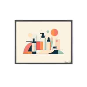 Skincare Bottles Geometric Shapes Framed Poster