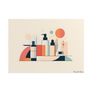 Skincare Bottles Geometric Shapes Poster