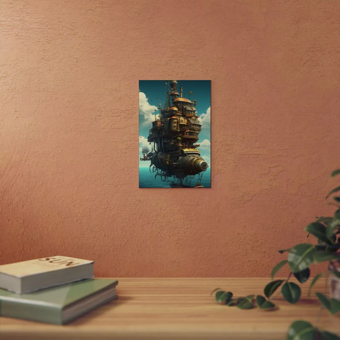 Brass Sky Tower: Steampunk Floating City Structure - Metal Poster