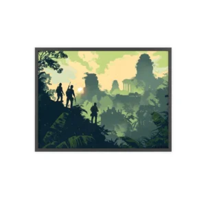 Explorers Overlooking Jungle Ruins Framed Poster