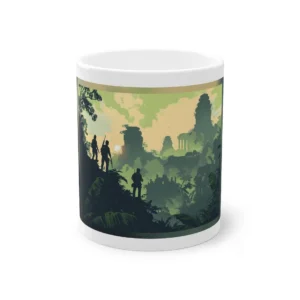 Explorers Overlooking Jungle Ruins Mug