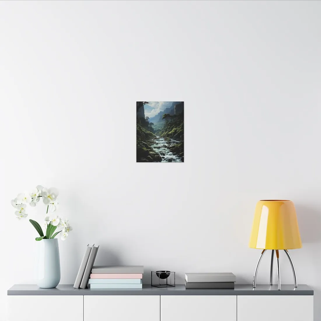 Breathtaking Blue Waterfall: Oil Painting Masterpiece - Canvas